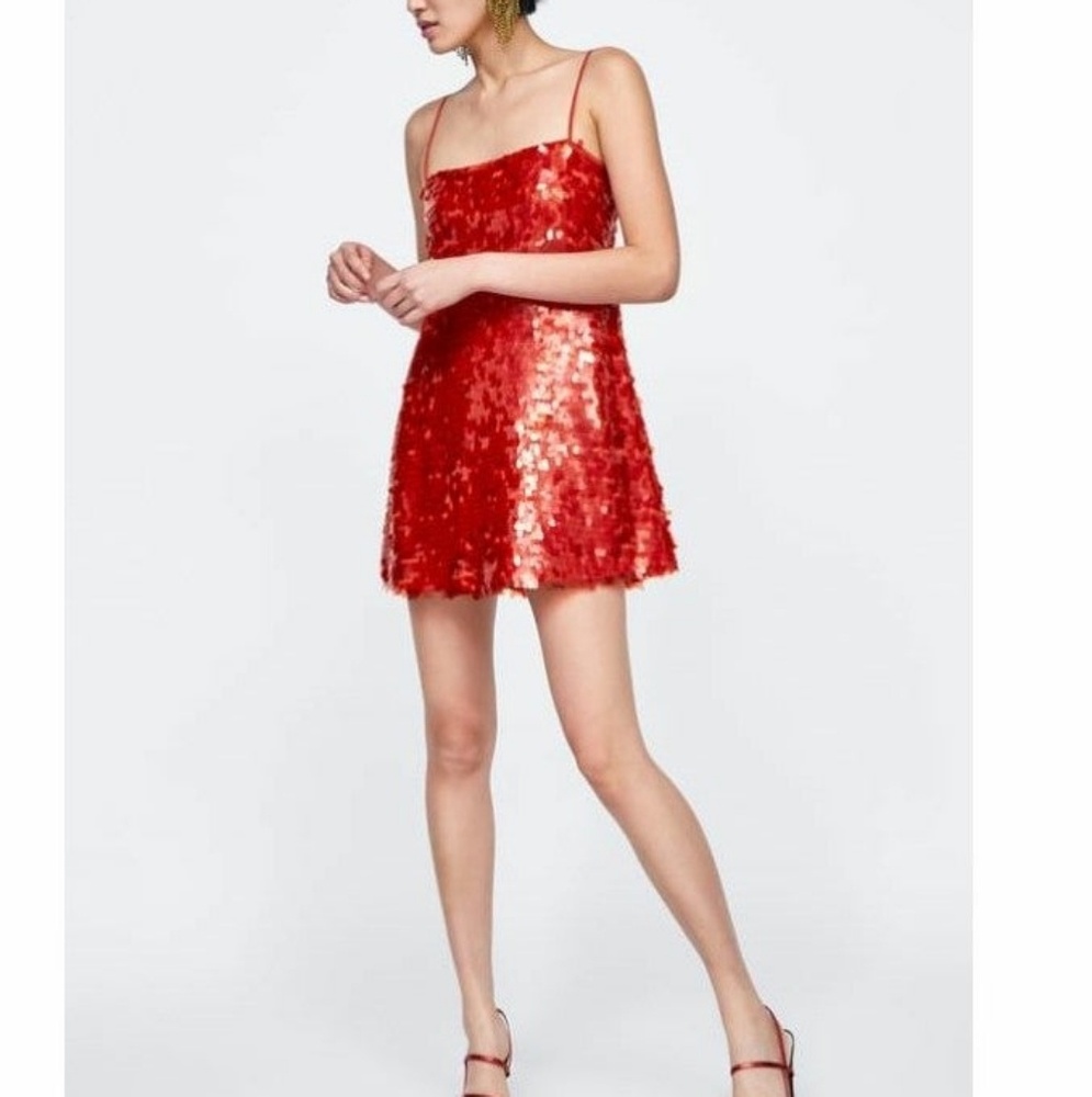 Zara Red Sequin Mini Dress